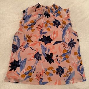 J. Crew Pink and Blue Ruffle Top